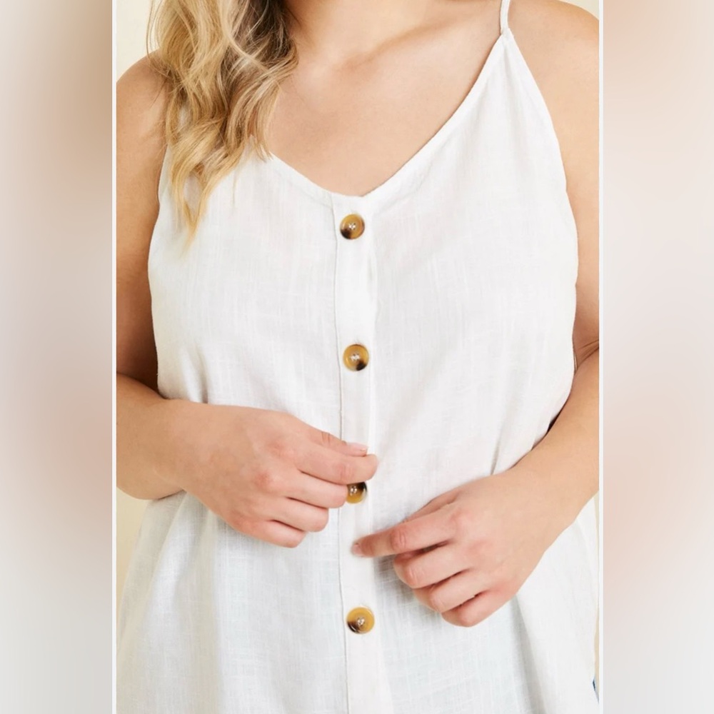 Hayden LA Elegant White Button-Front Tank Top